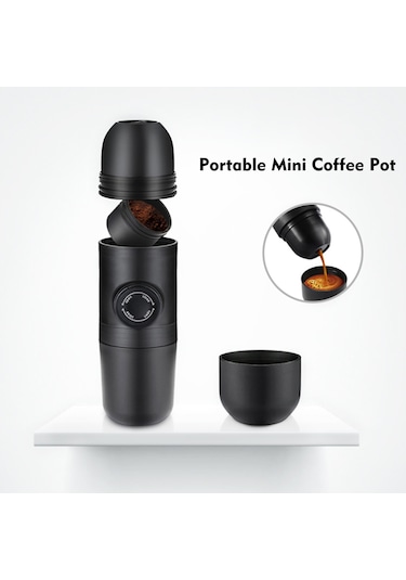Leezsing Manuel Taşınabilir El Presli Kahve Makinesi Açık Hava Taşınabilir Mini Kahve Kupa Potu