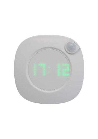 Goldenqian Ev Oturma Odası Dekor Sensör Led Duvar Saati Dijital Zaman Gece Lambası U2fgtv Beyaz