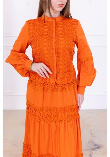Dantel Detaylı İkili Takım 4712-oranj Oranj