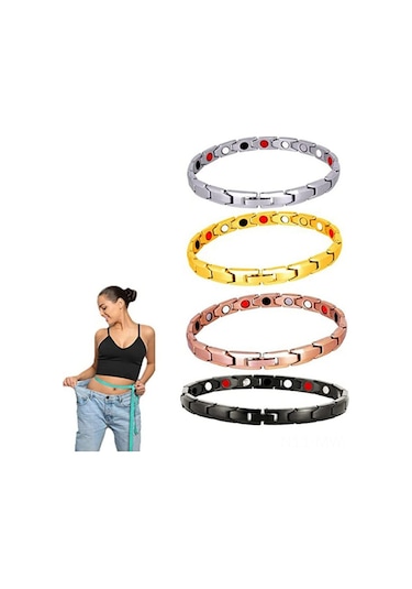 Moveevo Bayanlar İçin Sağlıklı Kullanimlı Manyetik Bileklik - Gümüş Renkli Magnetik Bilezik - Kolye Aksesuarı EP87