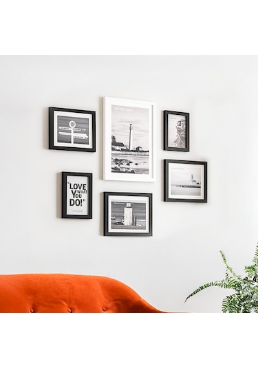 Porsima Dhz90055 Renkli Ahşap Modern Dekoratif 6 Parça Fotoğraf Çerçevesi Masa Duvar Fotoğraf Çerçevesi
