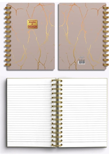 Denden Mermer Bej 17x24 Çizgili Defter Bej