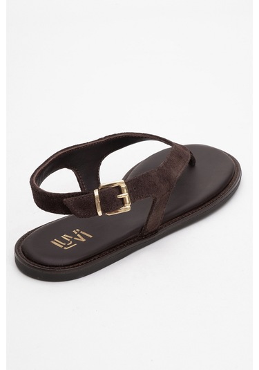 Belinda Kahverengi Süet Hakiki Deri Kadın Parmak Arası Sandalet Kahverengi