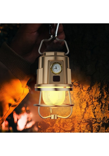 Ranyeek "şarj Edilebilir Kamp Feneri - Ipx4 Su Geçirmez, Ayarlanabilir Parlaklık, 1200mah Batarya, Power Bank Özellikli" Altın