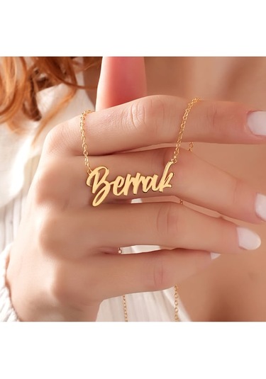 925 Ayar Gümüş İsimli Kadın Kolye 6 Sarı