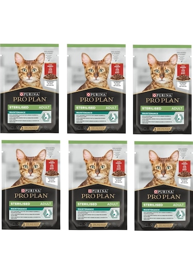 Purina Pro Plan Pouch Kısırlaştırılmış Sığır Etli Kedi Konservesi 6 x 85 G