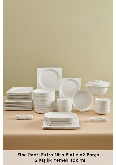 Karaca Red Carpet Collection Fine Pearl Extra Nish 58 Parça 12 Kişilik Yemek Takımı Platin