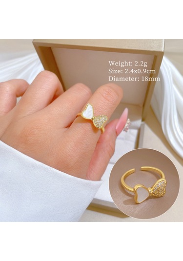 Geometrik Elmas Taşlı Yuvarlak İnci Yüzük No.99 Çok Renkli