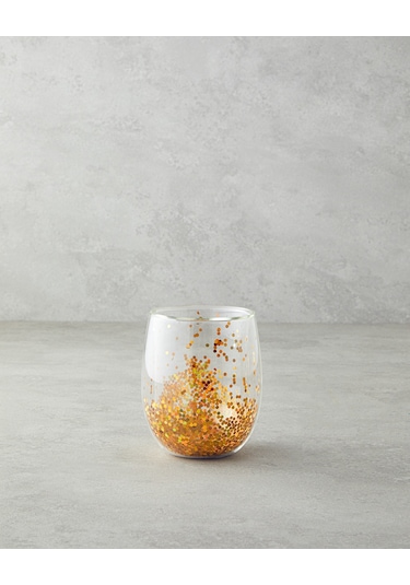 English Home Shimmer Borosilikat Double Wall Bardak 400 Ml Gold Gold