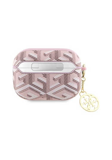 Airpods Pro 2 Uyumlu Kılıf Guess Lisanslı G Cube Desenli 4g Süs Zincirli Pembe