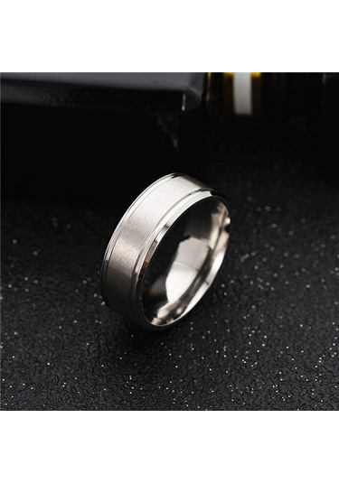 Erkek Paslanmaz Çelik 8mm Geniş Mat Çift Eğimli Basit Yüzük Takı Hediyeleri Arı Siyah