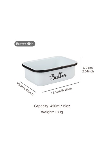 Gajeena Bambu Kapaklı Beyaz Metal Tereyağı Saklama Kutusu Ve Bıçak Seti Beyaz