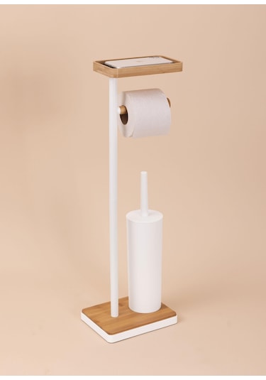 The Mia Tepsili Ve Fırçalı Tuvalet Kağıdı Standı Beyaz 760 Beyaz