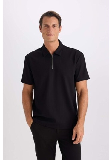 DeFacto Regular Fit Polo Yaka Yarım Fermuarlı Kısa Kollu Pilise Siyah Tişört B7355AX25SPBK81 DeFacto Regular Fit Polo Yaka Yarım Fermuarlı Kısa Kollu Pilise Siyah Tişört B7355AX25SPBK81