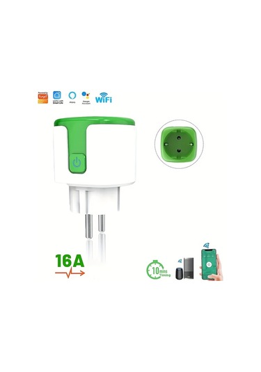 Xuweiwei Akıllı Wifi Soket Yeşil 16a 1 Adet Tuya Akıllı Alexa Google Home Uyumlu Ses Kontrol Zamanlayıcı Elektrik İstatistik 110v 240v Avrupa Fiş