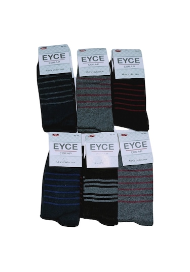 Ucuz Erkek Çorabı Çember Desenli Asorti 12 Adet Renkli