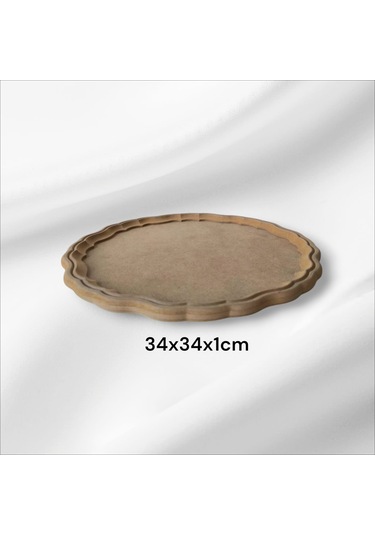 Ahşap-boyanabilir-yuvarlak-sunumluk Tepsi