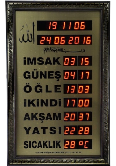 Odesan Vakitmatik Ezan Okuyan Cami Saati Isı Ölçer Mescit Boy