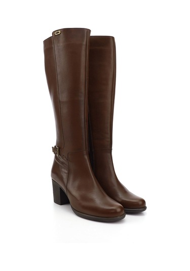 Gönderir Kadın Kahve Antik Fermuarlı Kalın Topuklu Hakiki Deri Çizme Gkzc13446501 Kahverengi