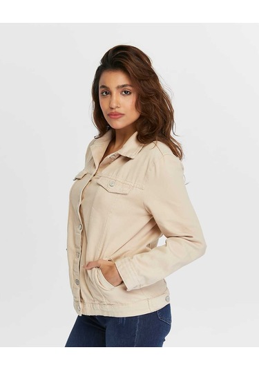 Shevega Kadın Bej Boyfriend Uzun Keten Ceket Bej