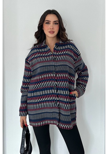 Uzun Gömlek Şeritli Siyah