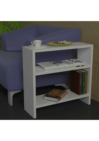 Dekorister Silvanus Koltuk Yan Sehpası Beyaz