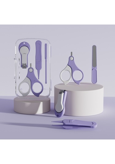 Sones 4'ü 1 Arada Bebek Tırnak Makası Seti Seyahat Taşınabilir Bebek Bakım Seti Mor