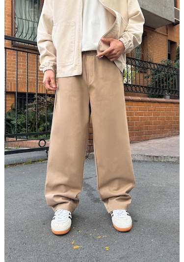 Flaw Bel Lastikli Baggy Gabardin Pantolon Vizon VİZON
