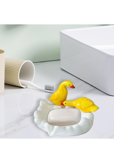 Suntek Ördek Sabunluk Kolay Temizlik Dayanıklı Sabun Tasarrufu Beyaz