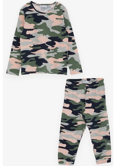 Macawı Kız Çocuk Pijama Takımı Kamuflaj Desenli 3-7 Yaş, Karışık Renk-karışık Renk Çok Renkli