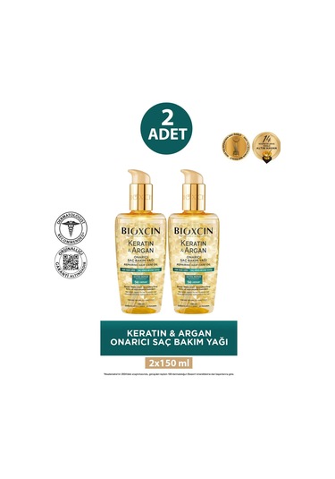 Bioxcin Saç Bakım Yağı Onarıcı Keratin & Argan 150 Ml 2 Adet