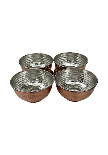 Bakır Bardak Kulplu Ayran Bardağı 4 Bardak