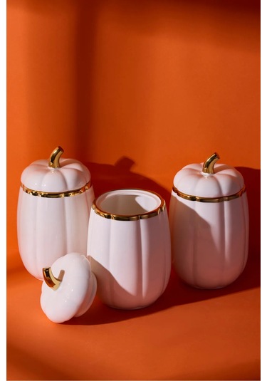 Kabak Porselen 7'li Baharat Seti 8.5x13x11x18 Cm Beyaz