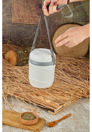 Cooker 3146 Gri Lüx 1,2 Litre Çelik Hazneli 3'lü Yemek Termosu