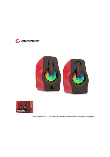 Rampage  Rms-G7 Falsetto 1+1 Usb Kırmızı 6W Hoparlör Rgb Ledli