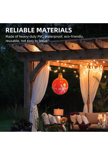 Novahub Kırmızı Kar Tanesi Desenli Pvc Noel Balonu - Su Geçirmez, Dayanıklı, İç/dış Dekorasyonu 60cm