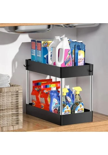 2 Katmanlı Lavabo Altı Depolama Organizatör Çok Amaçlı Raf Banyo Diğer