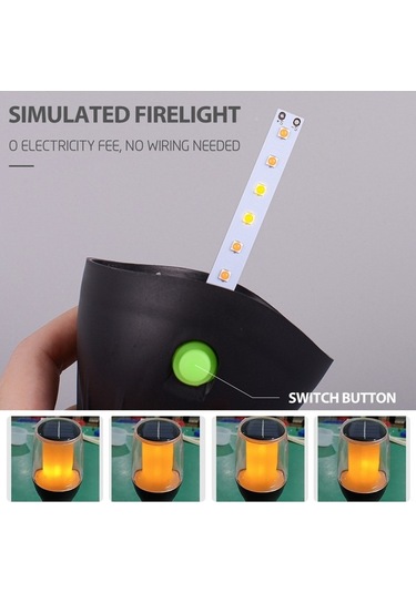 Besthome1 Su Geçirmez Bahçe Feneri, Solar Enerjiyle Çalışan Toprak Takılı Işık, Otomatik Algılayıcı Alev Desenli Bahçe Işığı