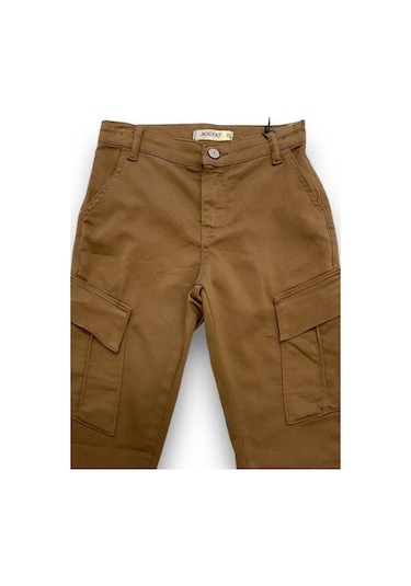 Jack Lions Erkek Çocuk Bel Lastikli Cepli Kargo Pantolon-14603 Kahverengi