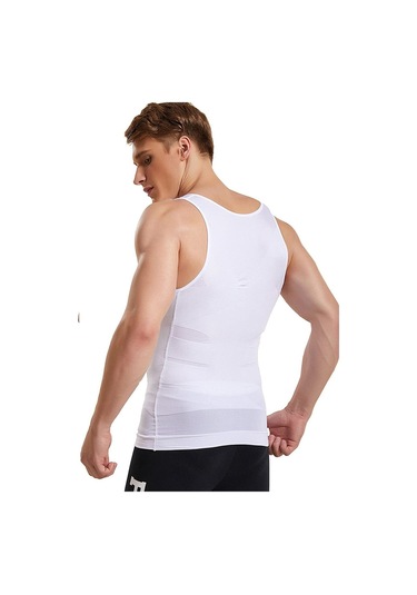 Erkek Göbek Toparlayıcı Sırt Destekleyici Beyaz Korse Atlet