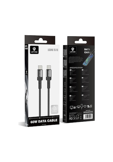 Lenyes Lc546 Type-c To Type-c Pd Kablo Hızlı Şarj Özellikli Data Ve Şarj Kablosu 60w 1m Siyah