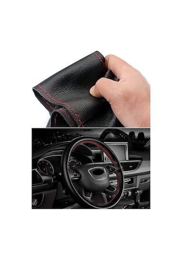 Direksiyon Kılıfı Deri Dikişli Noktalı Düz Dikmeli Direksiyon Kılıfı