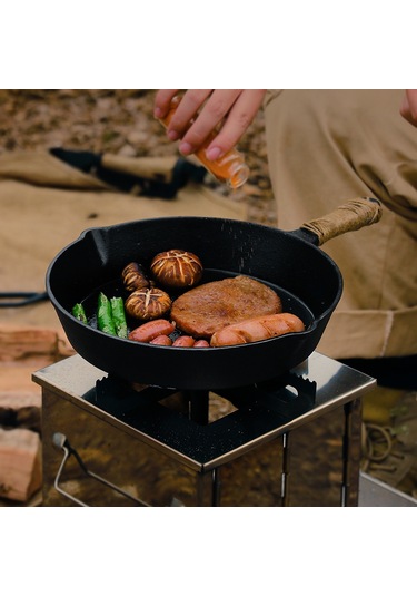 Yifomall Kamp Ve Ev Kullanımı İçin Dökme Demir Izgara Tava - 20cm Çap, Yapışmaz Yüzey Çok Renkli