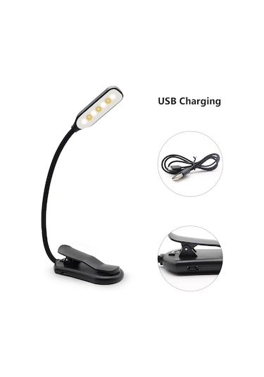 Youtek Kitap Işığı Usb Şarjlı - Dokunmatik Anahtar, 3 Seviye Parlaklık, Esnek Işık Tüpü, Gece Işığı Modu, 600mah Dahili Batarya Siyah