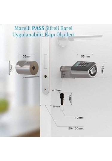 Marelli Pass Bnb Air Bnb Fonksiyonlu Şifreli Çelik Kapı Kilidi Kapı Göbeği