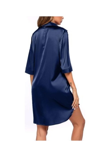 Müthiş Kadın Gecelik Düz Renk Gecelik Tüm Maç Kraliyet Mavisi