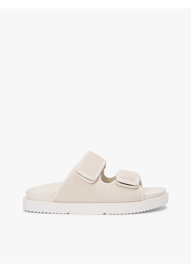 Tommy Hilfiger Double Strap Nubuck Sandal Kadın Bej Terlik - Fw0fw09298 Tommy Hilfiger Double Strap Nubuck Sandal Kadın Bej Terlik - Fw0fw09298