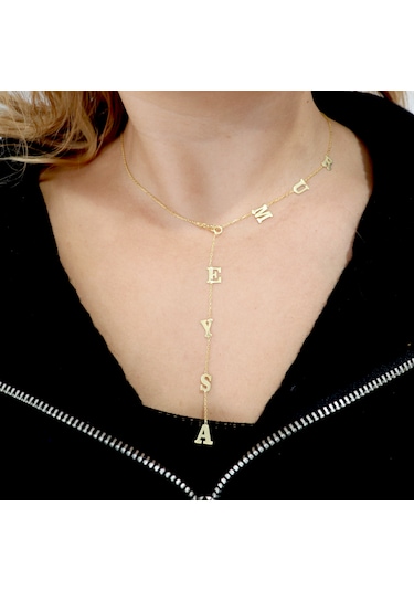 Silveranka 925 Ayar Gümüş Y Model İsim Kolye