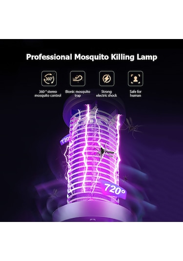 Aubyhe Usb Şarjlı Li-poly Bataryalı Led Akıllı Sinek Öldürücü, Işıklı Muhafaza Ve Gece Lambası 2'li 1, Siyah