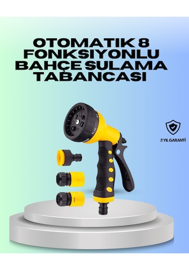 Ayarlanabilir Basınçlı 8 Modlu Bahçe Sulama Tabancası Hortum Aparatı Standart